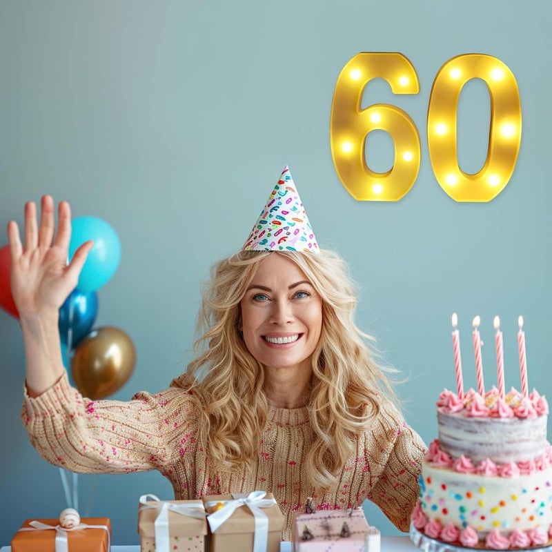Funsky 60th Birthday Decorations for Women Men,Happy 60 Birthday Decorations for Centerpieces Table,60 Light Up Numbers Sign Led for Party Backdrop Wall Decor for Wedding Anniversary Home - Image 4